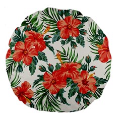 Red Flowers Large 18  Premium Flano Round Cushions by goljakoff