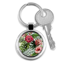 Monstera Flowers Key Chain (round) by goljakoff