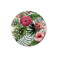 Monstera Flowers Rubber Coaster (round)  by goljakoff