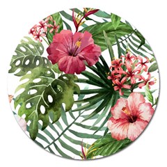 Monstera Flowers Magnet 5  (round) by goljakoff