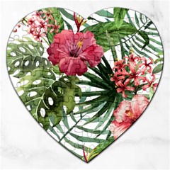 Monstera Flowers Jigsaw Puzzle (heart) by goljakoff