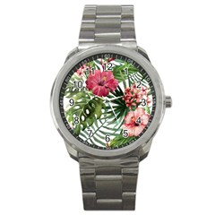 Monstera Flowers Sport Metal Watch by goljakoff