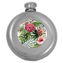 Monstera Flowers Round Hip Flask (5 Oz) by goljakoff