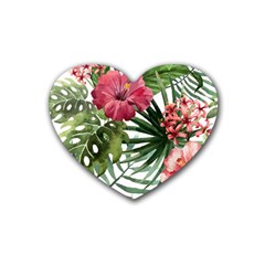 Monstera Flowers Heart Coaster (4 Pack)  by goljakoff