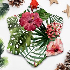 Monstera Flowers Snowflake Ornament (two Sides)