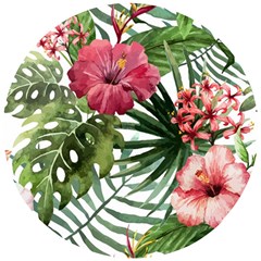 Monstera Flowers Wooden Puzzle Round by goljakoff