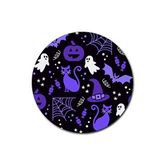 Halloween Party Seamless Repeat Pattern  Rubber Round Coaster (4 Pack)  by KentuckyClothing