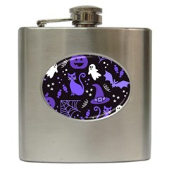 Halloween Party Seamless Repeat Pattern  Hip Flask (6 Oz)