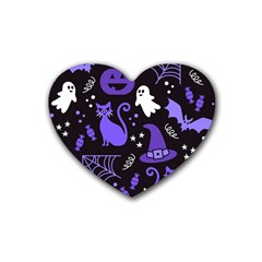 Halloween Party Seamless Repeat Pattern  Heart Coaster (4 Pack)  by KentuckyClothing