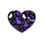 Halloween Party Seamless Repeat Pattern  Heart Coaster (4 pack)  Front