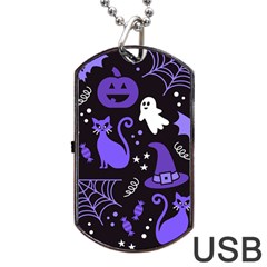 Halloween Party Seamless Repeat Pattern  Dog Tag Usb Flash (one Side) by KentuckyClothing