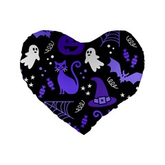 Halloween Party Seamless Repeat Pattern  Standard 16  Premium Heart Shape Cushions