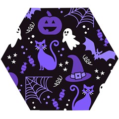 Halloween Party Seamless Repeat Pattern  Wooden Puzzle Hexagon