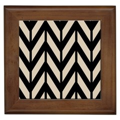 Chevrons Beige/noir Framed Tile by kcreatif