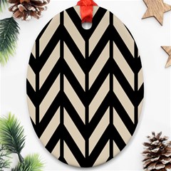 Chevrons Beige/noir Ornament (oval) by kcreatif