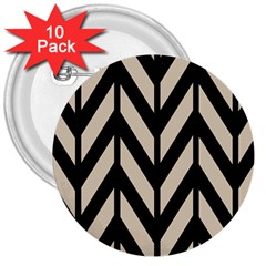 Chevrons Beige/noir 3  Buttons (10 Pack)  by kcreatif