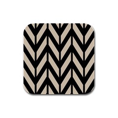 Chevrons Beige/noir Rubber Square Coaster (4 Pack)  by kcreatif