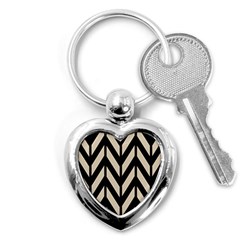 Chevrons Beige/noir Key Chain (heart) by kcreatif