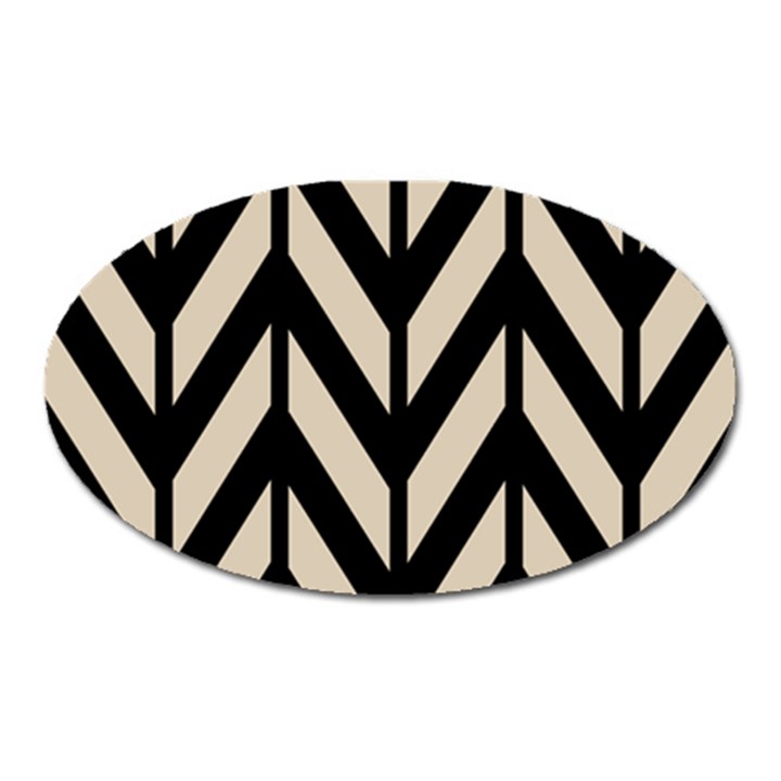 Chevrons Beige/Noir Oval Magnet