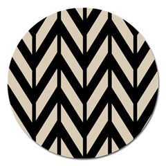 Chevrons Beige/noir Magnet 5  (round) by kcreatif