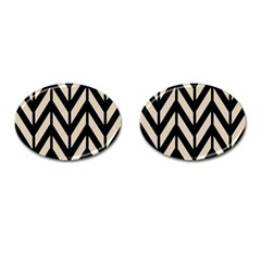 Chevrons Beige/noir Cufflinks (oval) by kcreatif