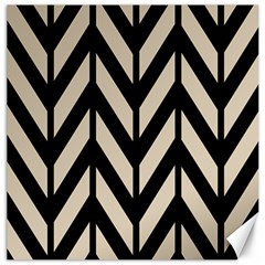 Chevrons Beige/noir Canvas 20  X 20  by kcreatif