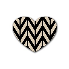 Chevrons Beige/noir Rubber Coaster (heart)  by kcreatif