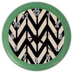 Chevrons Beige/noir Color Wall Clock by kcreatif