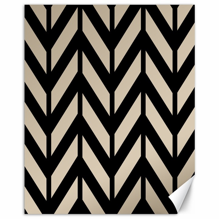 Chevrons Beige/Noir Canvas 11  x 14 