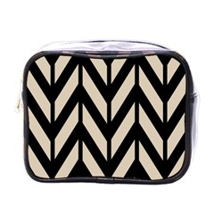 Chevrons Beige/noir Mini Toiletries Bag (one Side) by kcreatif