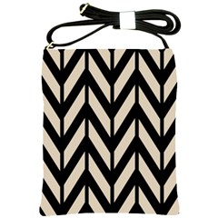 Chevrons Beige/noir Shoulder Sling Bag by kcreatif