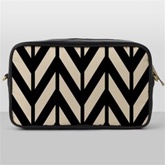 Chevrons Beige/noir Toiletries Bag (one Side) by kcreatif