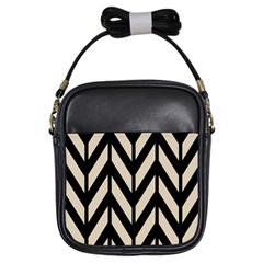 Chevrons Beige/noir Girls Sling Bag by kcreatif