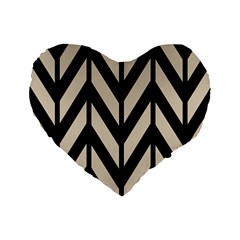 Chevrons Beige/noir Standard 16  Premium Heart Shape Cushions by kcreatif