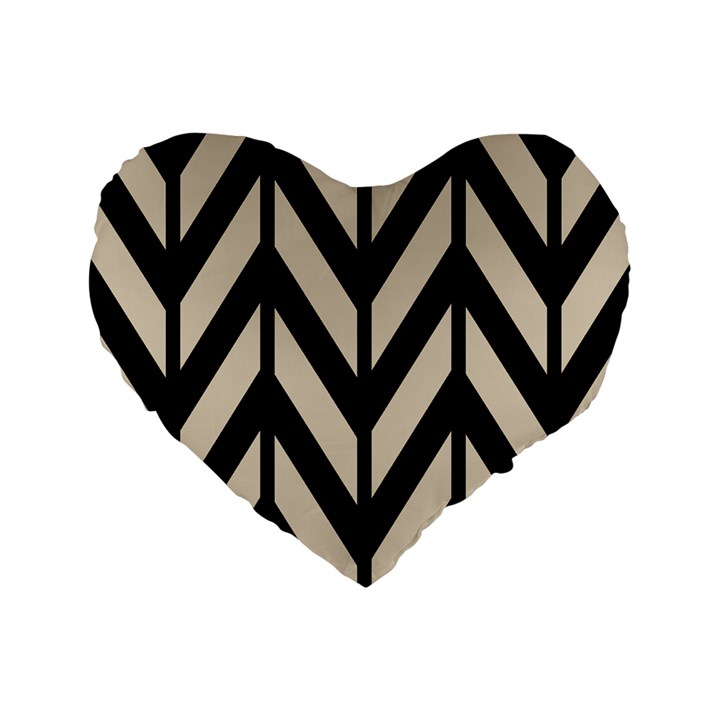 Chevrons Beige/Noir Standard 16  Premium Heart Shape Cushions