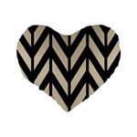 Chevrons Beige/Noir Standard 16  Premium Heart Shape Cushions Back