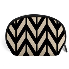 Chevrons Beige/noir Accessory Pouch (large) by kcreatif