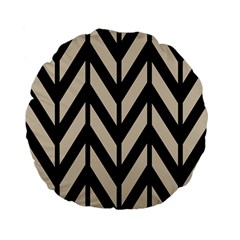 Chevrons Beige/noir Standard 15  Premium Flano Round Cushions by kcreatif