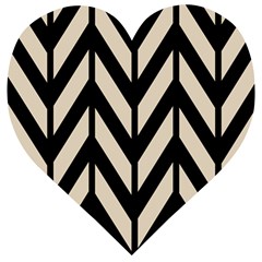 Chevrons Beige/noir Wooden Puzzle Heart by kcreatif