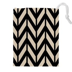 Chevrons Beige/noir Drawstring Pouch (5xl) by kcreatif