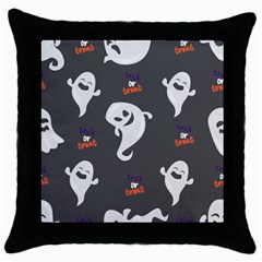 Halloween Ghost Trick Or Treat Seamless Repeat Pattern Throw Pillow Case (black) by KentuckyClothing