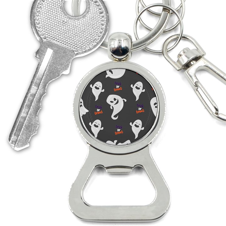 Halloween Ghost Trick or Treat Seamless Repeat Pattern Bottle Opener Key Chain