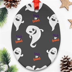 Halloween Ghost Trick Or Treat Seamless Repeat Pattern Oval Ornament (two Sides) by KentuckyClothing