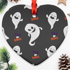 Halloween Ghost Trick Or Treat Seamless Repeat Pattern Heart Ornament (two Sides) by KentuckyClothing