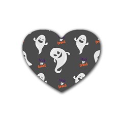 Halloween Ghost Trick Or Treat Seamless Repeat Pattern Rubber Coaster (heart)  by KentuckyClothing