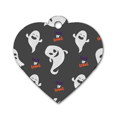 Halloween Ghost Trick Or Treat Seamless Repeat Pattern Dog Tag Heart (two Sides) by KentuckyClothing