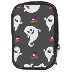 Halloween Ghost Trick Or Treat Seamless Repeat Pattern Compact Camera Leather Case by KentuckyClothing