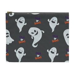 Halloween Ghost Trick Or Treat Seamless Repeat Pattern Cosmetic Bag (xl) by KentuckyClothing