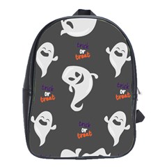 Halloween Ghost Trick Or Treat Seamless Repeat Pattern School Bag (large) by KentuckyClothing