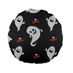 Halloween Ghost Trick Or Treat Seamless Repeat Pattern Standard 15  Premium Round Cushions by KentuckyClothing